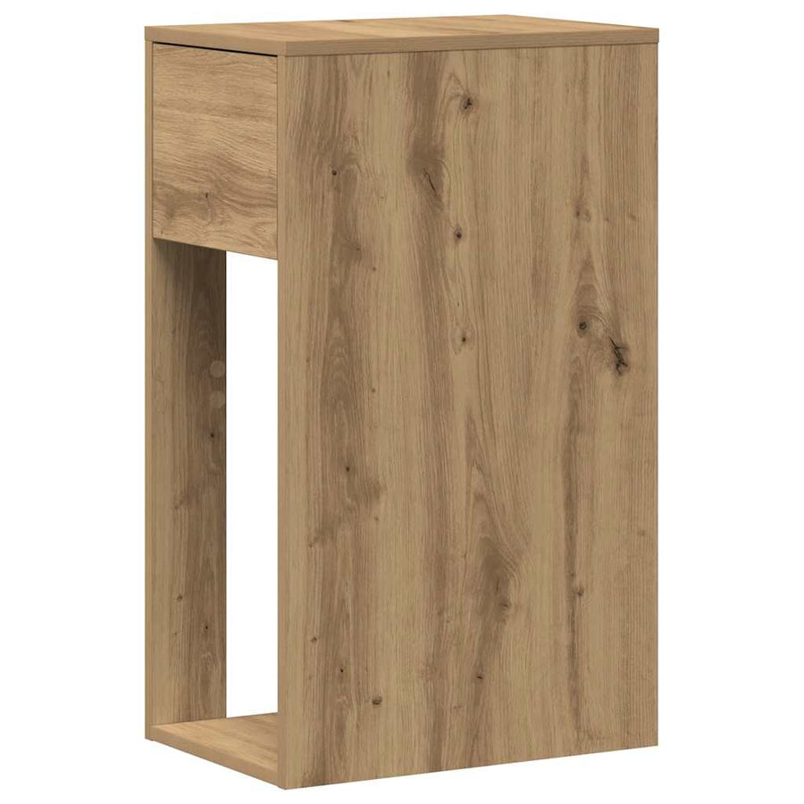 Computertorenstandaard met lade 30x44x74 cm artisanaal eiken