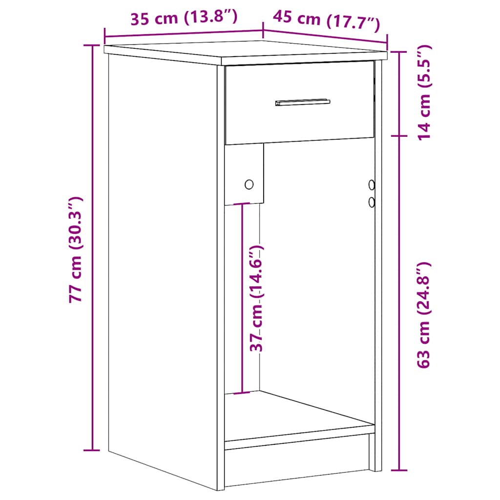 Computertorenstandaard met lade 35x45x77 cm sonoma eikenkleurig