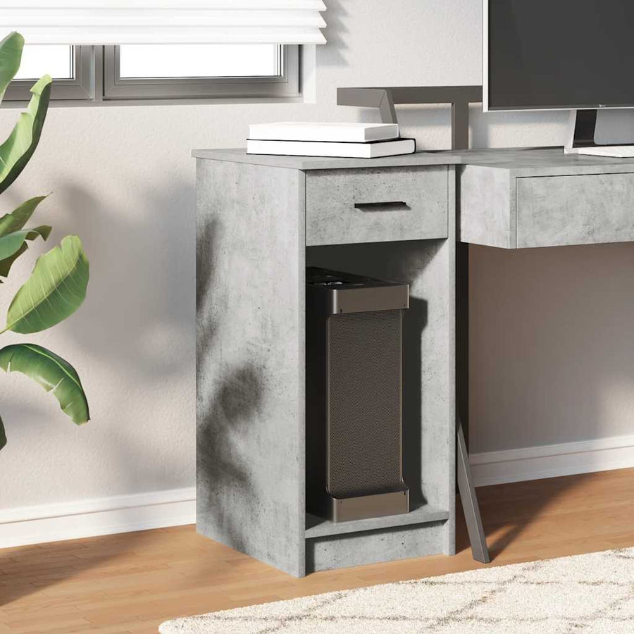 Computertorenstandaard met lade 35x45x77 cm betongrijs