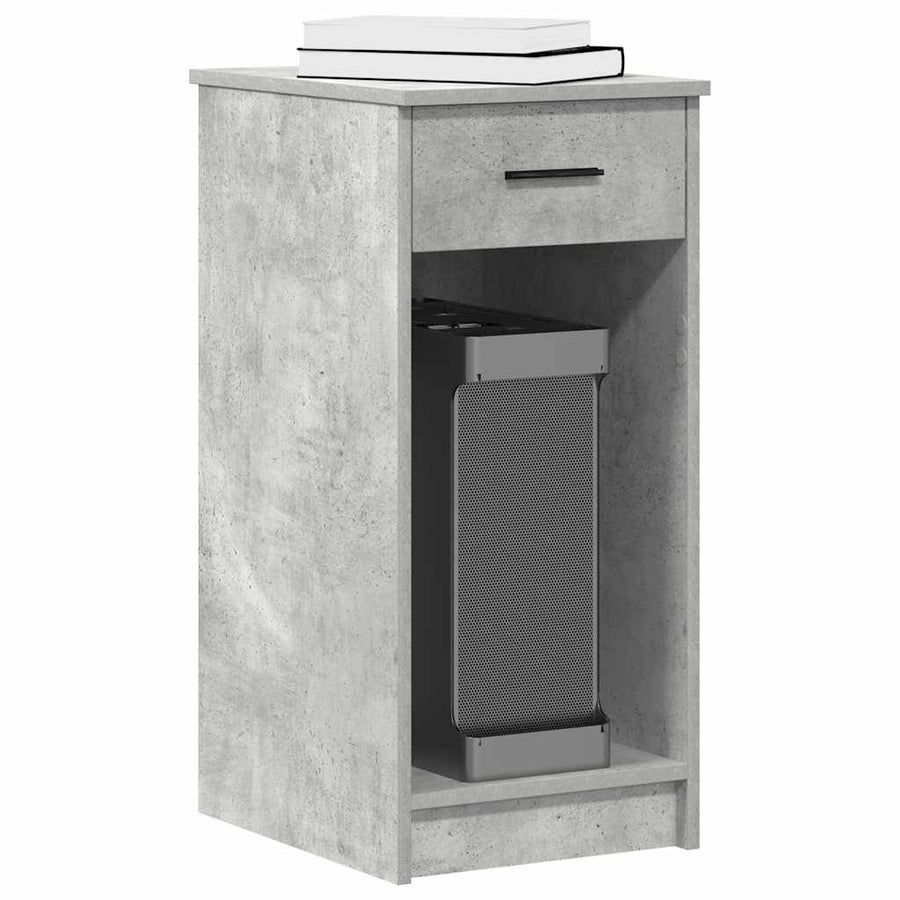 Computertorenstandaard met lade 35x45x77 cm betongrijs