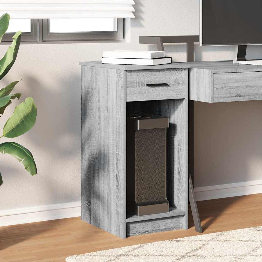 Computertorenstandaard met lade 35x45x77 cm grijs sonoma eiken