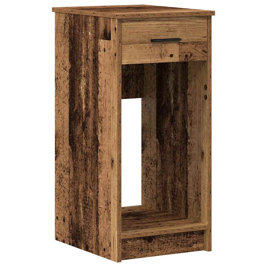 Computertorenstandaard met lade 35x45x77 cm oud houtkleurig