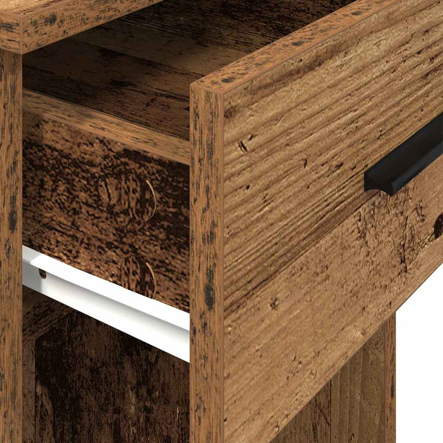Computertorenstandaard met lade 35x45x77 cm oud houtkleurig