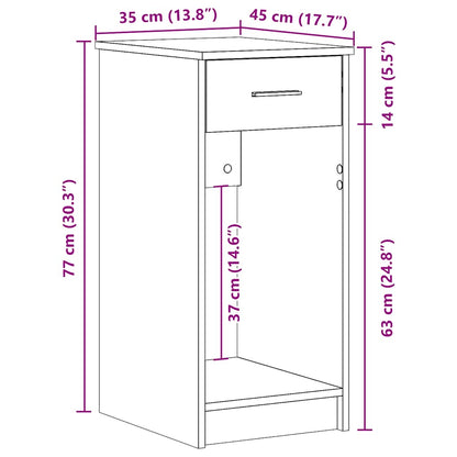 Computertorenstandaard met lade 35x45x77 cm oud houtkleurig