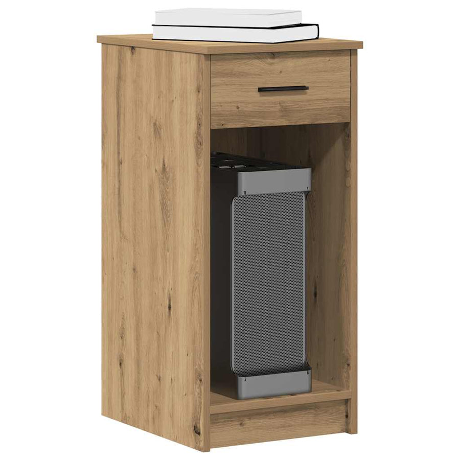 Computertorenstandaard met lade 35x45x77 cm artisanaal eiken