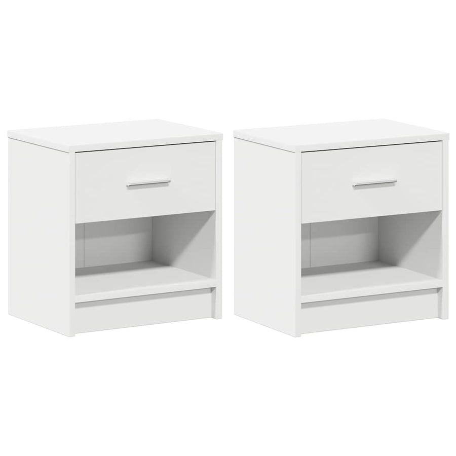 Nachtkastjes 2 st met lade 39x28x41 cm wit