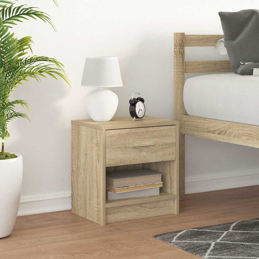 Nachtkastje met lade 39x28x41 cm sonoma eikenkleurig
