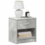 Nachtkastjes 2 st 39x28x41 cm betongrijs bewerkt hout muurmontage