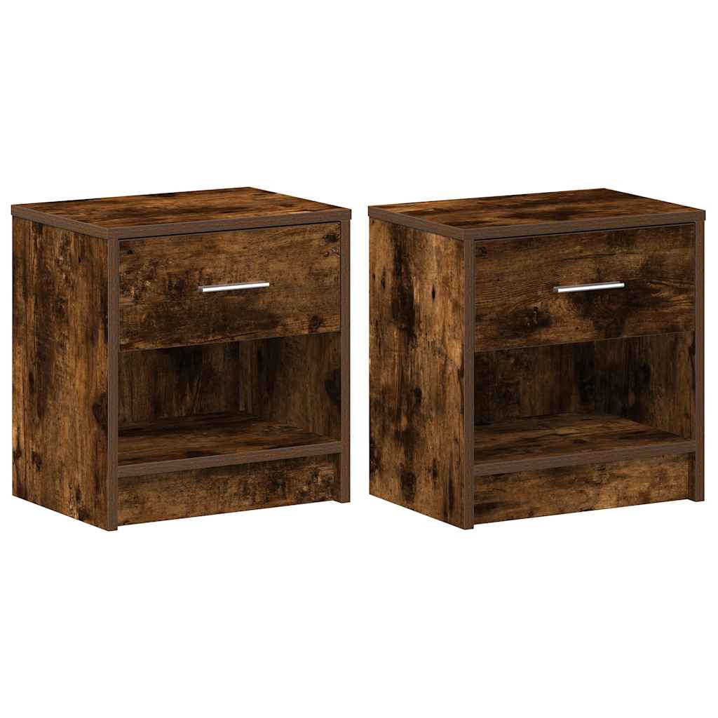 Nachtkastjes 2 st met lade 39x28x41 cm gerookt eikenkleurig