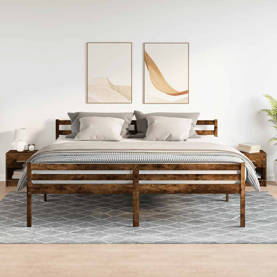 Nachtkastjes 2 st met lade 39x28x41 cm gerookt eikenkleurig
