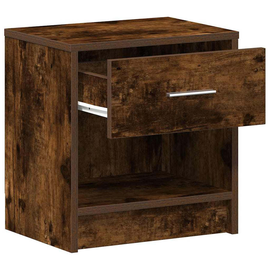 Nachtkastjes 2 st met lade 39x28x41 cm gerookt eikenkleurig
