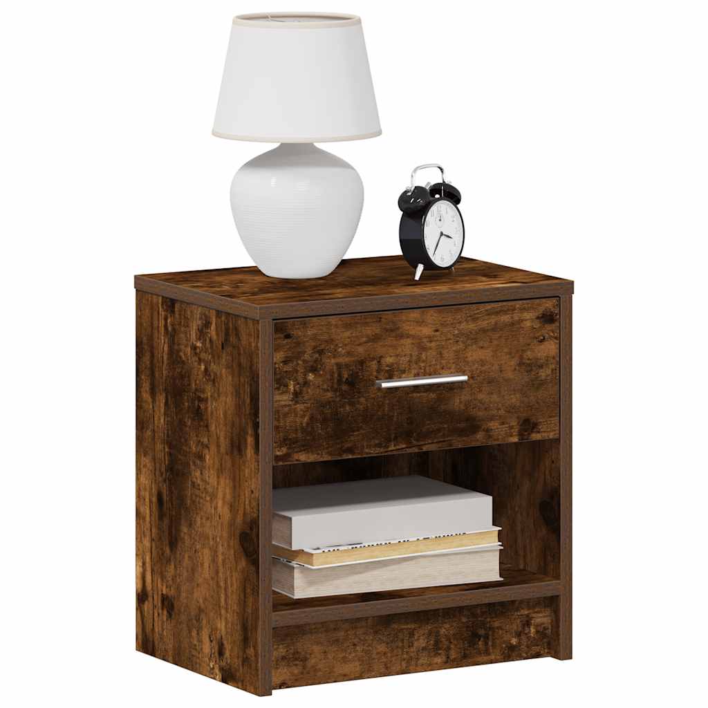 Nachtkastjes 2 st met lade 39x28x41 cm gerookt eikenkleurig