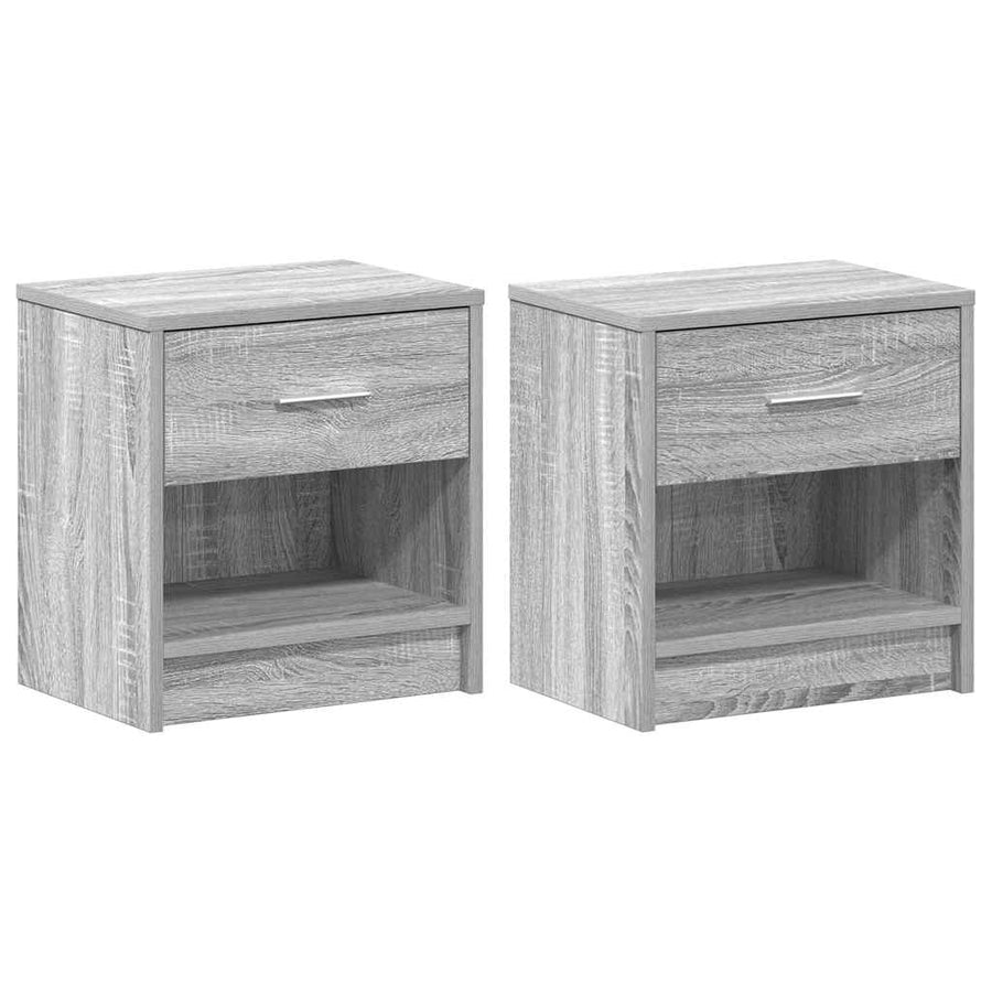 Nachtkastjes 2 st met lade 39x28x41 cm grijs sonoma eiken