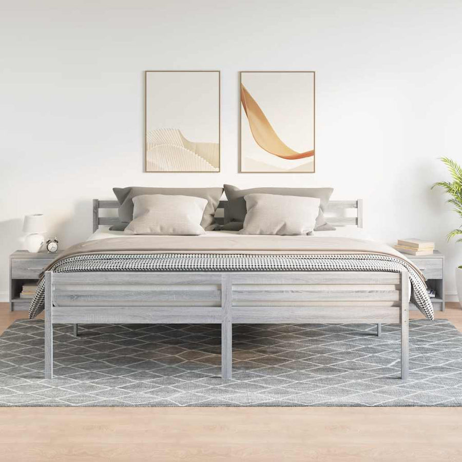 Nachtkastjes 2 st met lade 39x28x41 cm grijs sonoma eiken