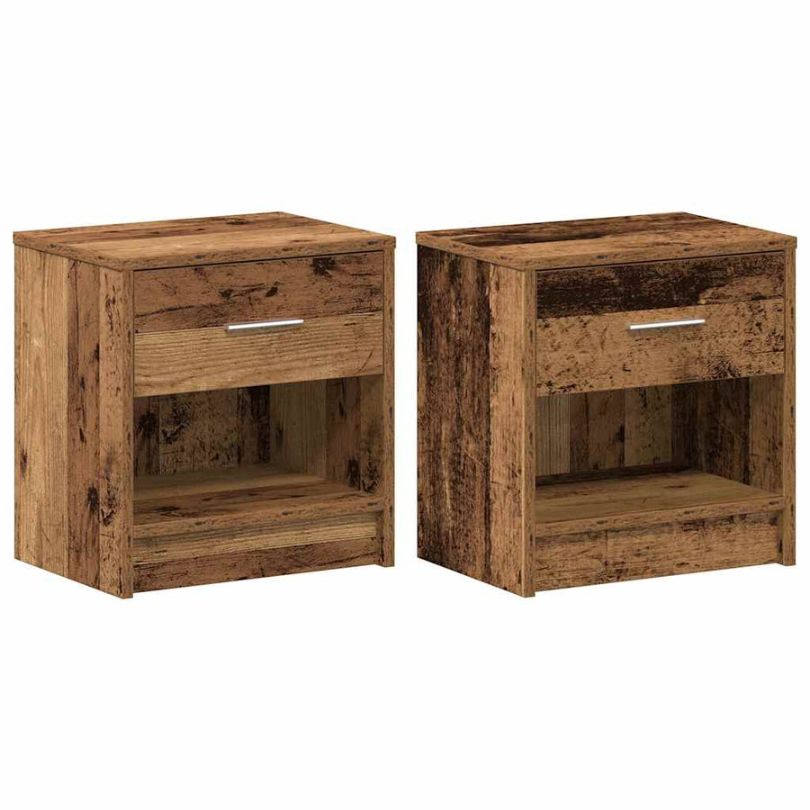 Nachtkastjes 2 st met lade 39x28x41 cm oud houtkleurig