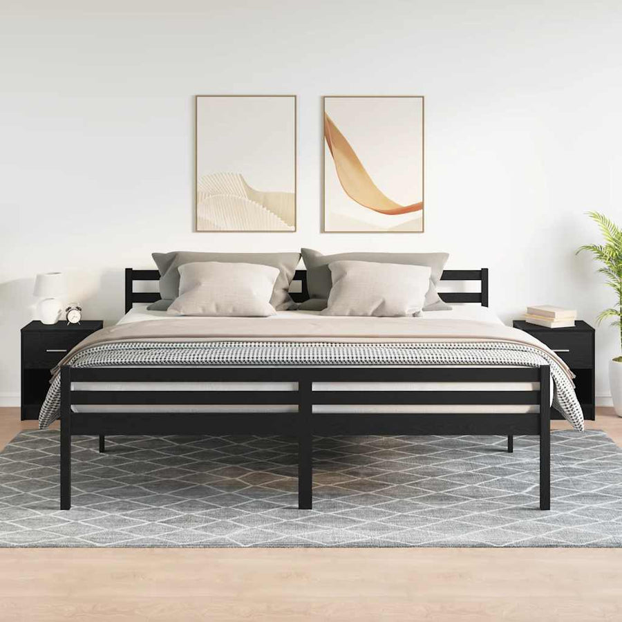Nachtkastjes 2 st met lade 40x34x50 cm zwart
