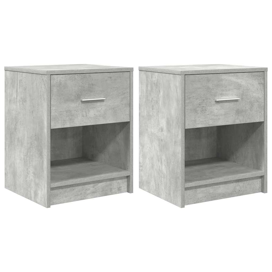 Nachtkastjes 2 st met lade 40x34x50 cm betongrijs
