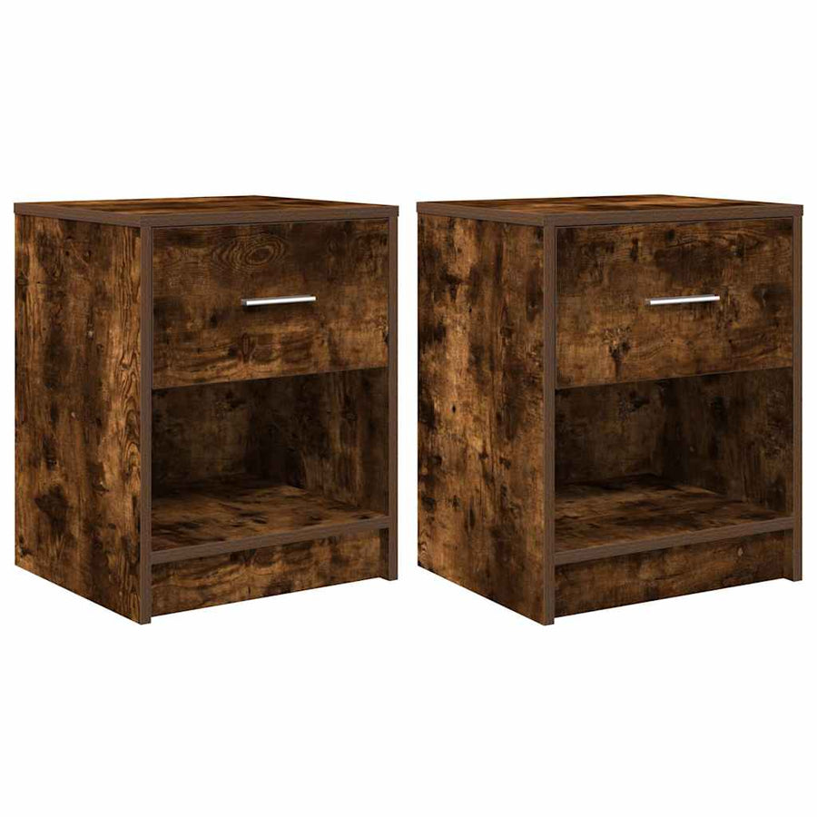 Nachtkastjes 2 st met lade 40x34x50 cm gerookt eikenkleurig