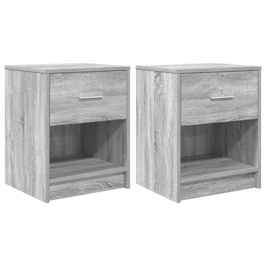 Nachtkastjes 2 st met lade 40x34x50 cm grijs sonoma eiken