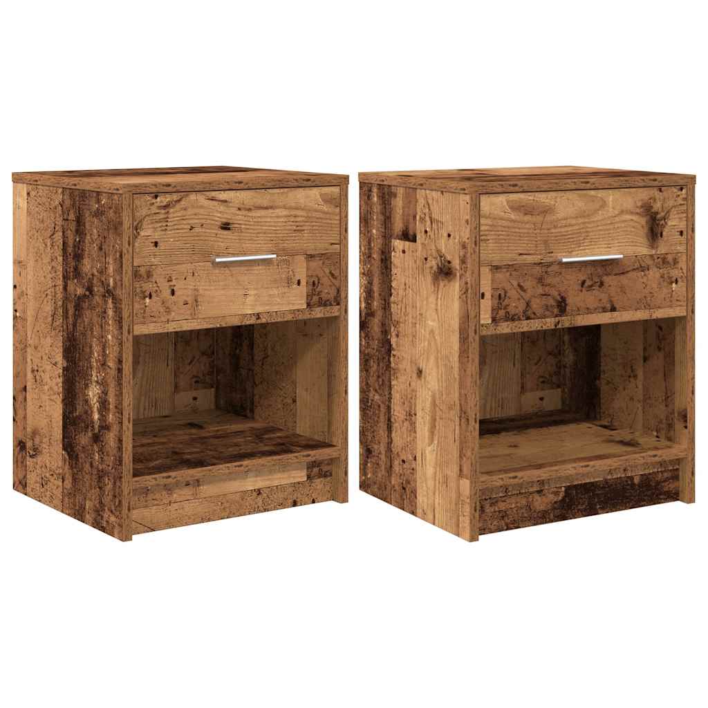 Nachtkastjes 2 st met lade 40x34x50 cm oud houtkleurig
