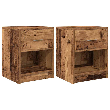 Nachtkastjes 2 st met lade 40x34x50 cm oud houtkleurig
