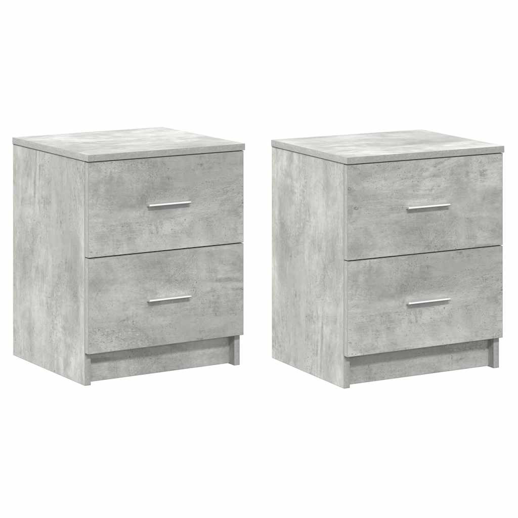Nachtkastjes 2 st met 2 lades 40x36x50 cm betongrijs