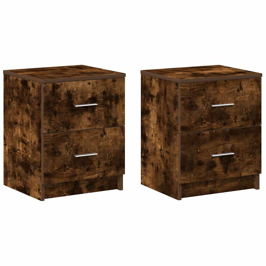 Nachtkastjes 2 st met 2 lades 40x36x50 cm gerookt eikenkleurig