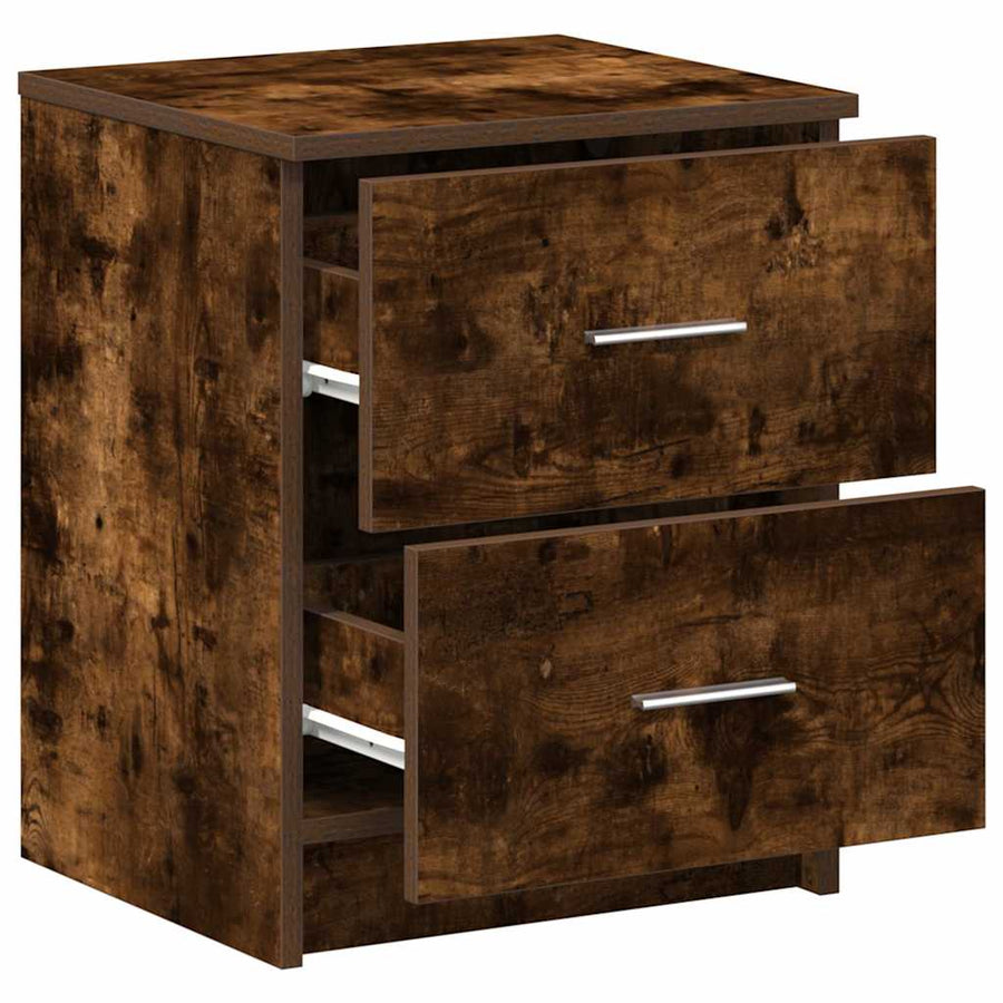Nachtkastjes 2 st met 2 lades 40x36x50 cm gerookt eikenkleurig