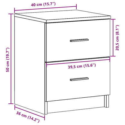 Nachtkastjes 2 st met 2 lades 40x36x50 cm gerookt eikenkleurig