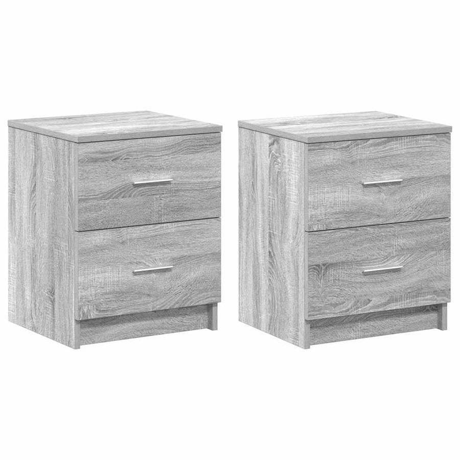Nachtkastjes 2 st met 2 lades 40x36x50 cm grijs sonoma eiken