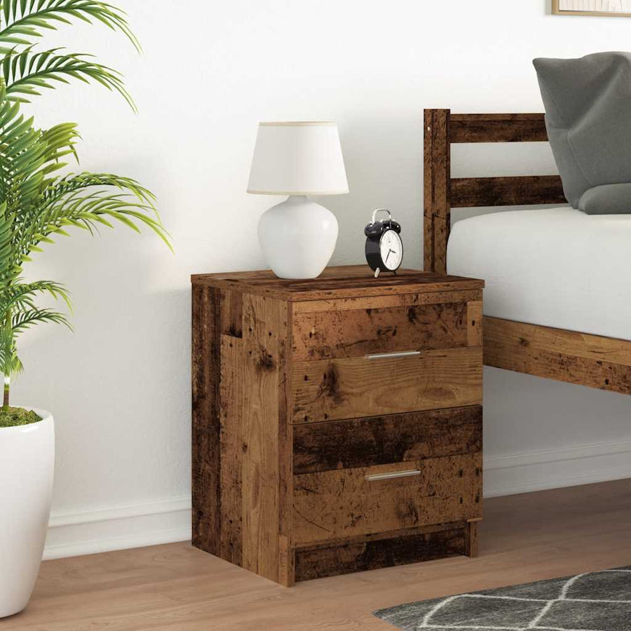 Nachtkastje met 2 lades 40x36x50 cm oud houtkleurig