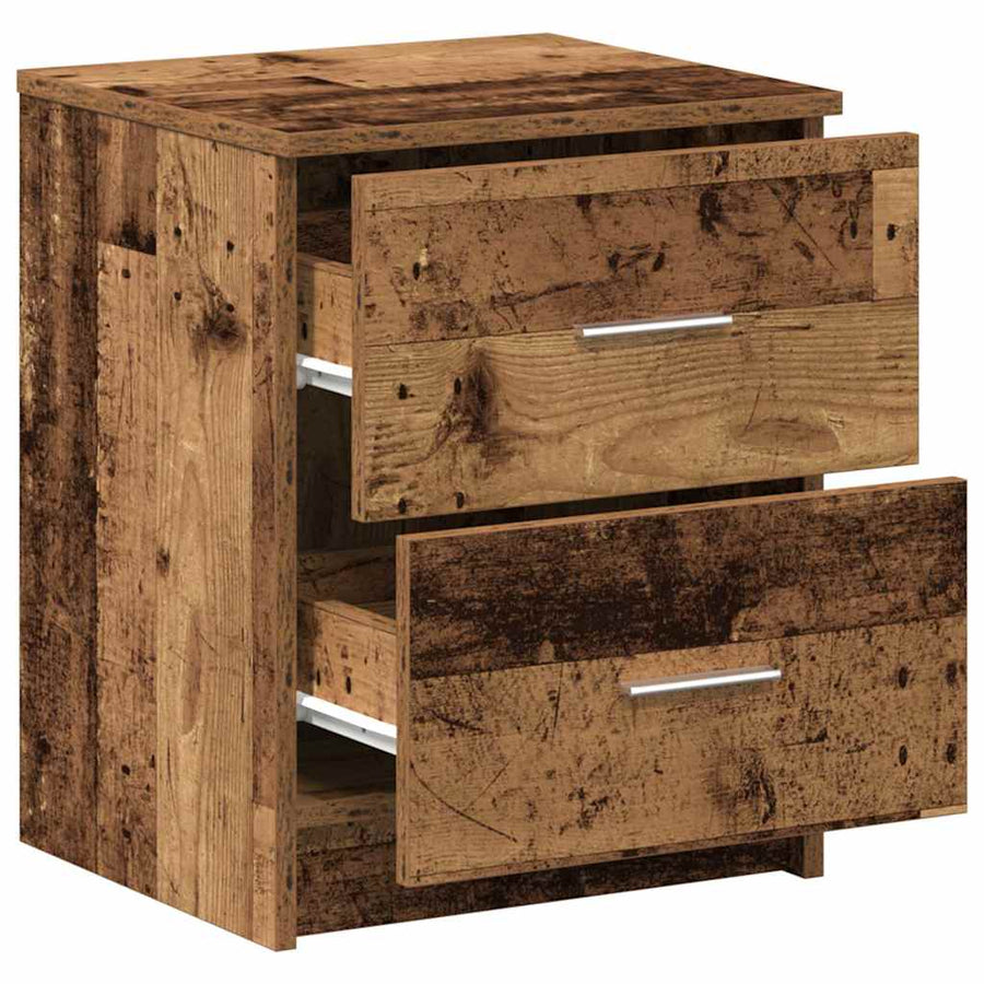 Nachtkastje met 2 lades 40x36x50 cm oud houtkleurig