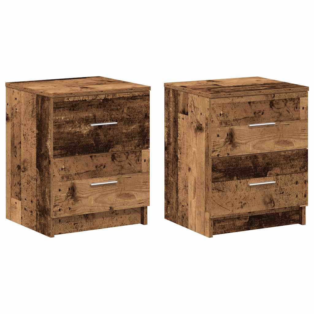 Nachtkastjes 2 st met 2 lades 40x36x50 cm oud houtkleurig
