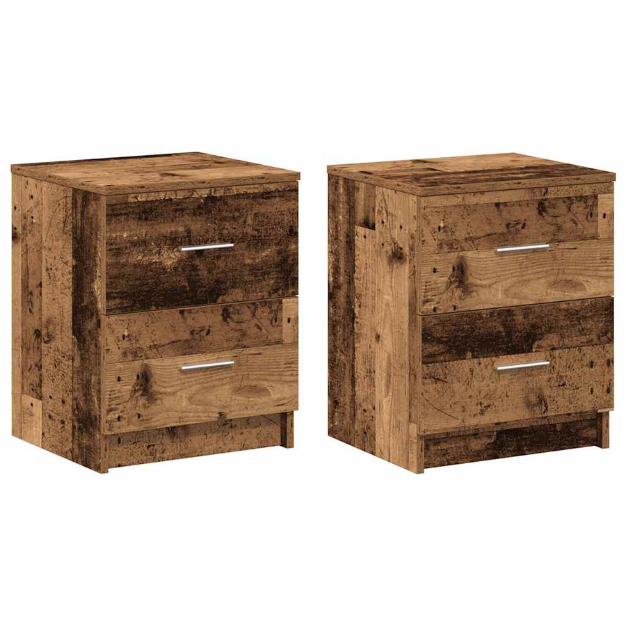 Nachtkastjes 2 st met 2 lades 40x36x50 cm oud houtkleurig