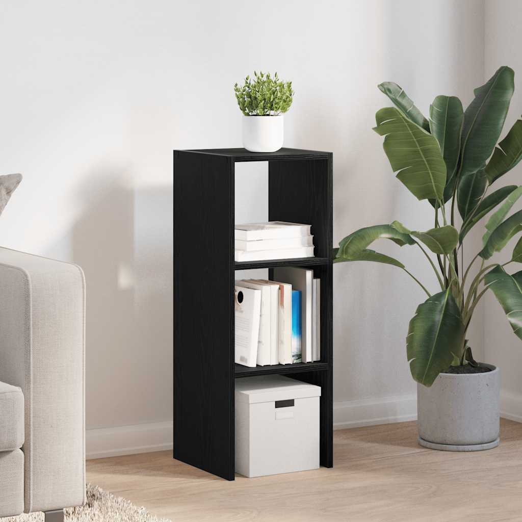 Boekenkast stapelbaar 30x30x80 cm bewerkt hout zwart eikenkleur