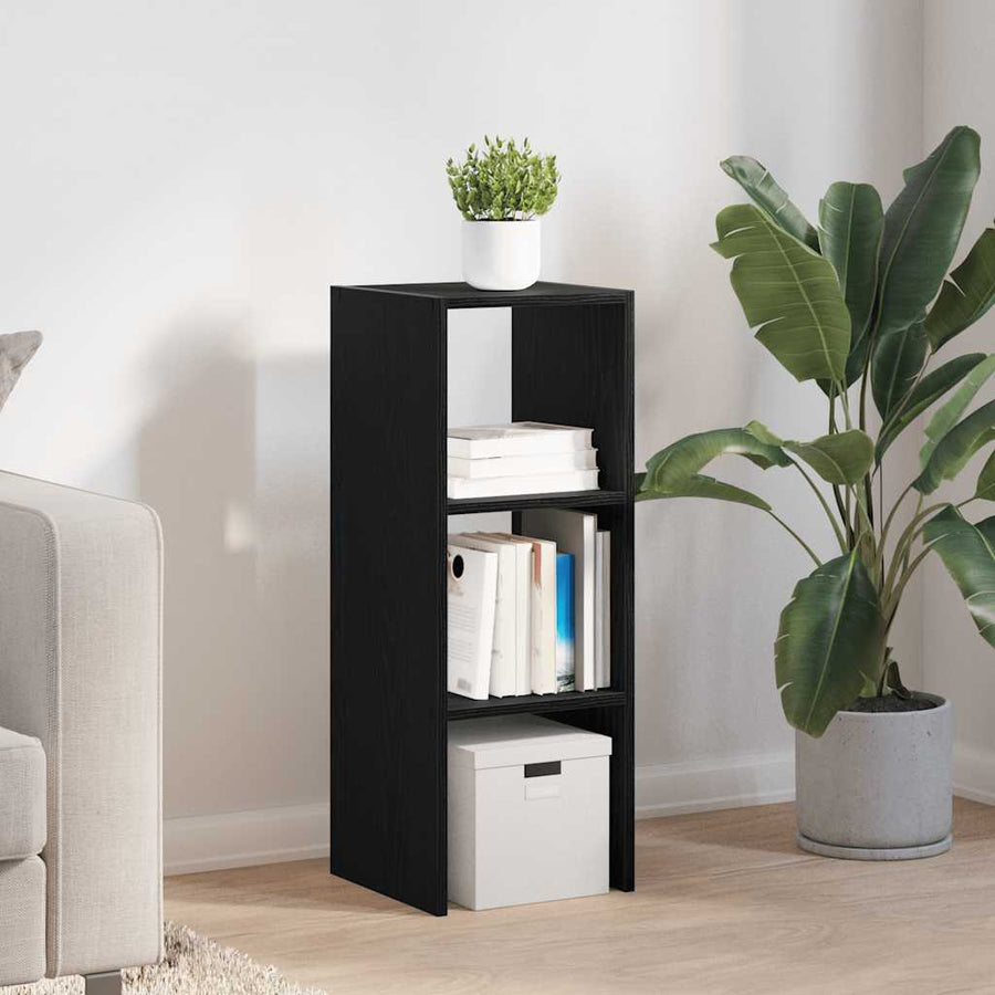 Boekenkast stapelbaar 30x30x80 cm bewerkt hout zwart eikenkleur
