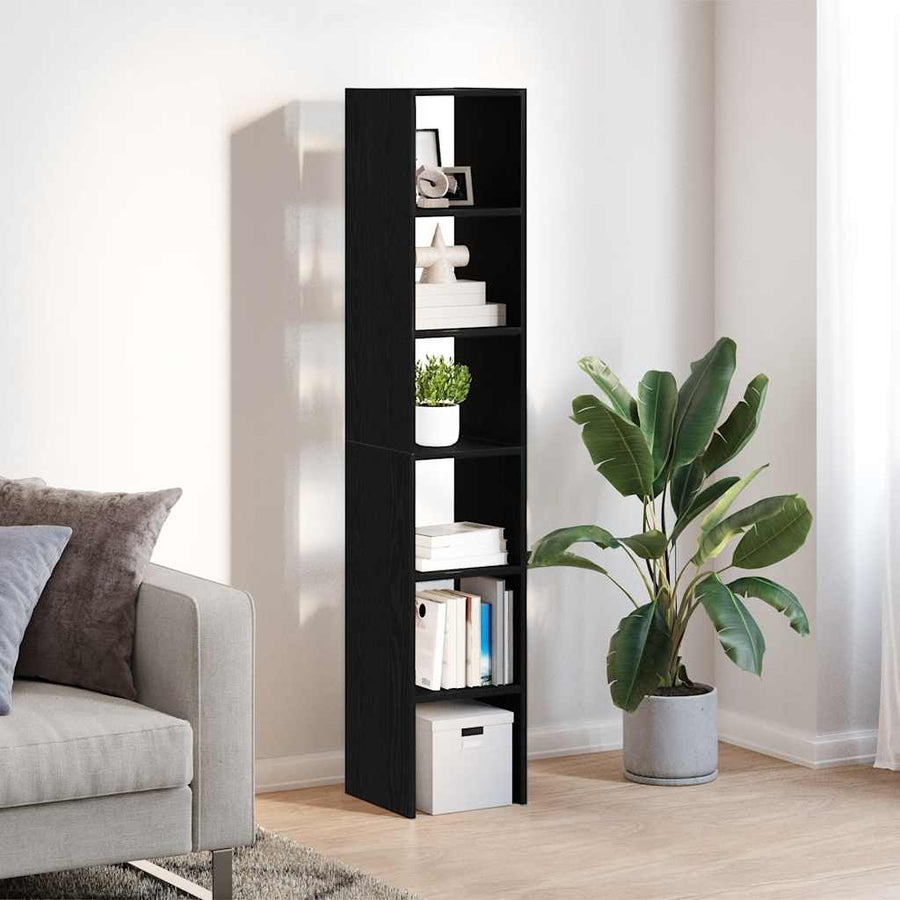 Boekenkasten 2st stapelbaar 30x30x80cm bewerkt hout zwart eiken