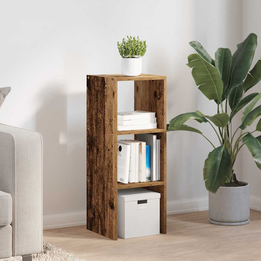 Boekenkast stapelbaar 30x30x80 cm bewerkt hout oud houtkleurig