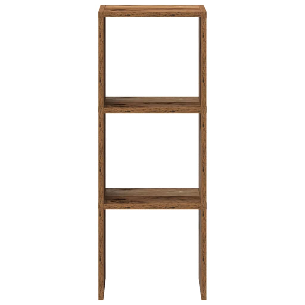 Boekenkast stapelbaar 30x30x80 cm bewerkt hout oud houtkleurig