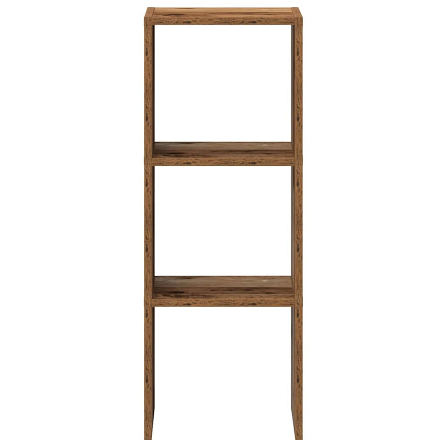 Boekenkast stapelbaar 30x30x80 cm bewerkt hout oud houtkleurig
