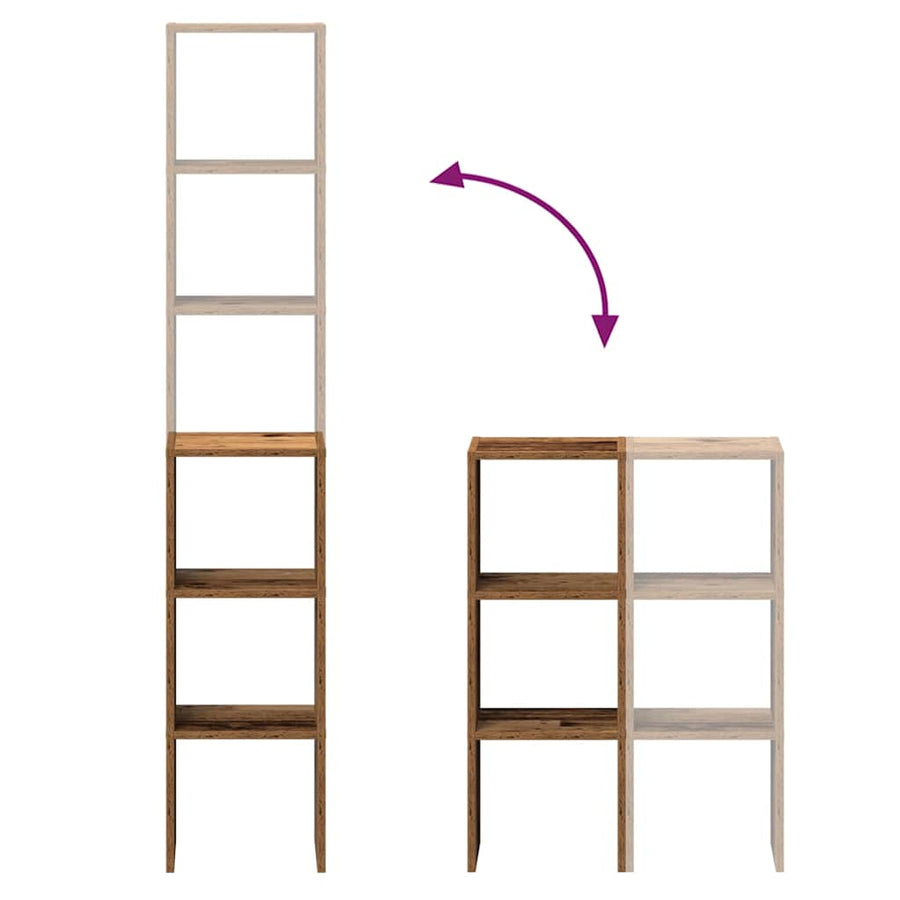 Boekenkasten 2 st stapelbaar 30x30x80 cm bewerkt hout oud hout