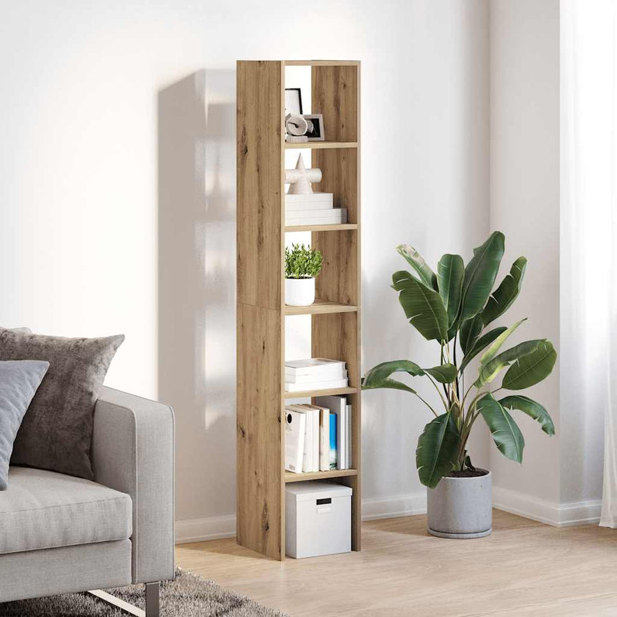 Boekenkasten 2 st 30x30x80 cm bewerkt hout artisanaal eiken