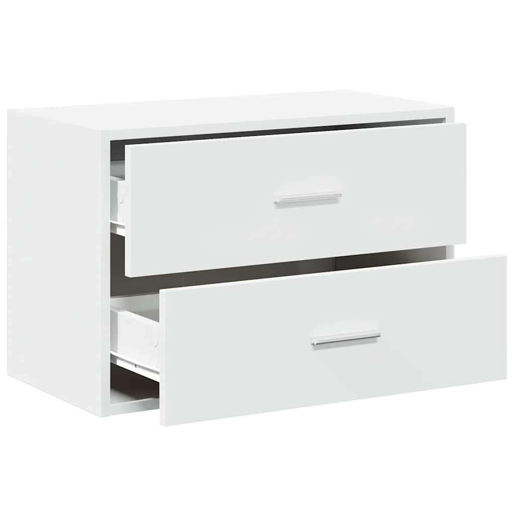 Kast met 2 lades 60x31x40 cm bewerkt hout wit
