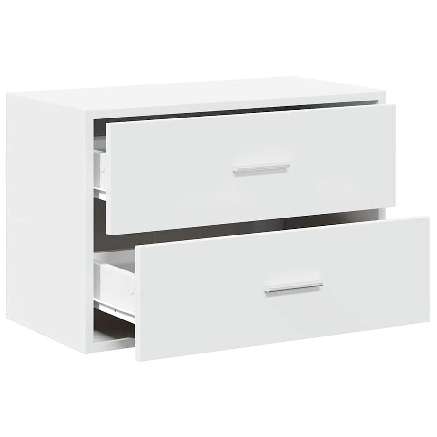Kast met 2 lades 60x31x40 cm bewerkt hout wit