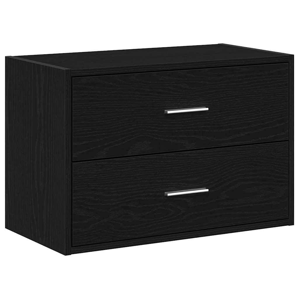 Kast met 2 lades 60x31x40 cm bewerkt hout zwart eikenkleurig