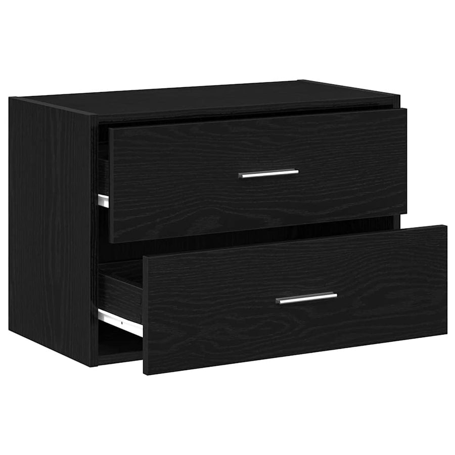 Kast met 2 lades 60x31x40 cm bewerkt hout zwart eikenkleurig