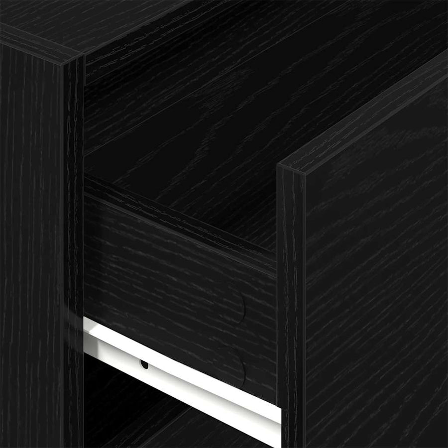 Kast met 2 lades 60x31x40 cm bewerkt hout zwart eikenkleurig