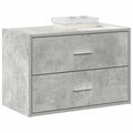 Kast met 2 lades 60x31x40 cm bewerkt hout betongrijs
