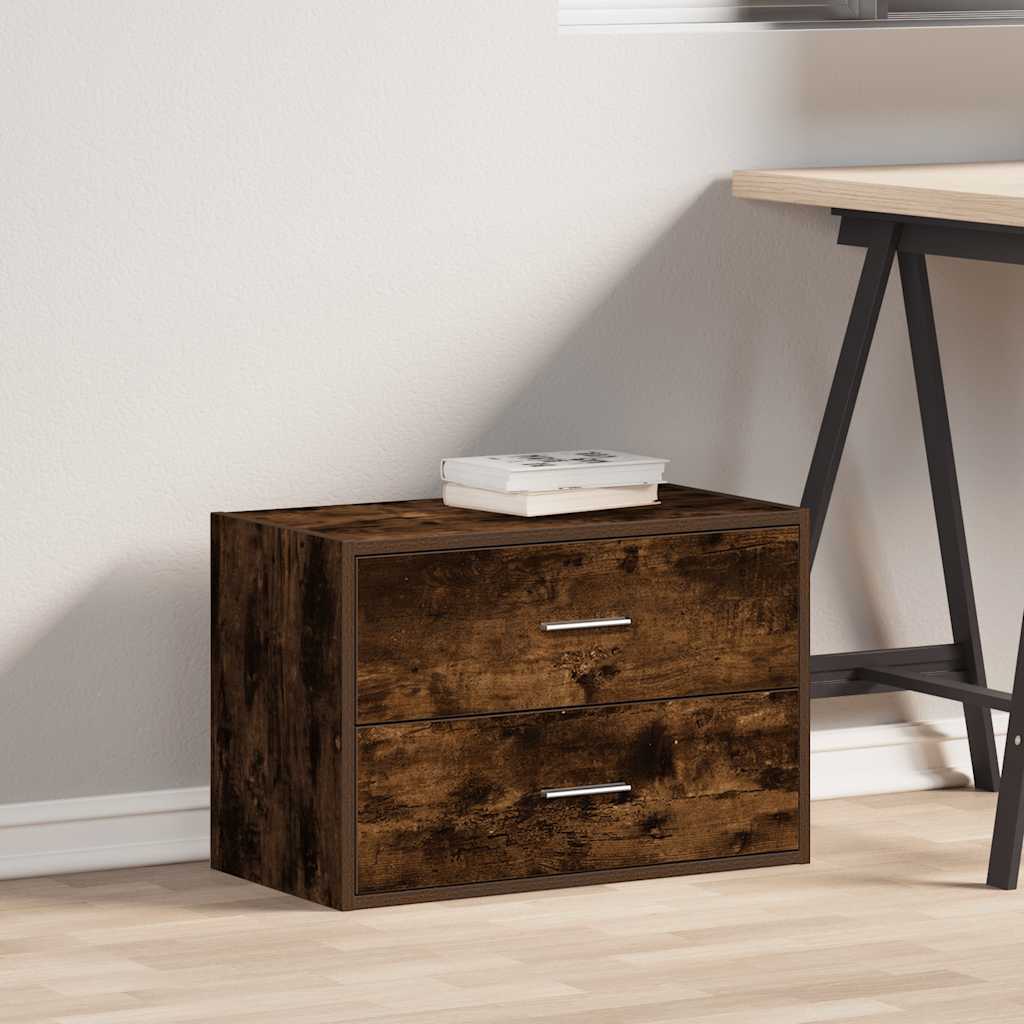 Kast met 2 lades 60x31x40 cm bewerkt hout gerookt eikenkleurig