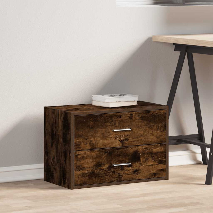 Kast met 2 lades 60x31x40 cm bewerkt hout gerookt eikenkleurig